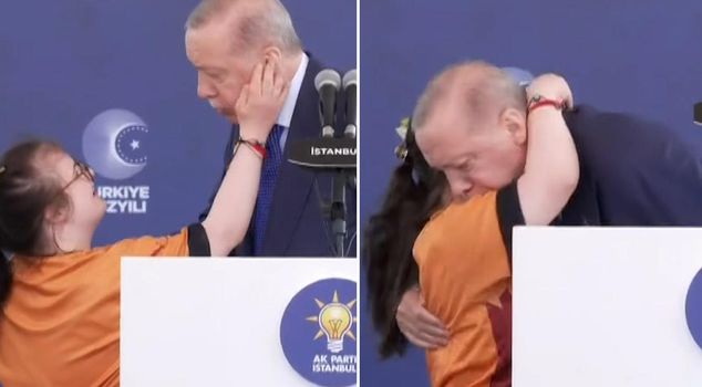 The little one who jumped onto the stage warmed hearts with his love for Erdogan