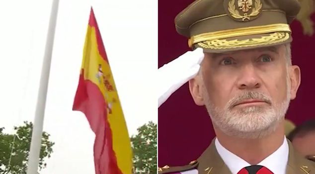 The Spanish flag fell to the ground, King Felipe VI could do nothing.