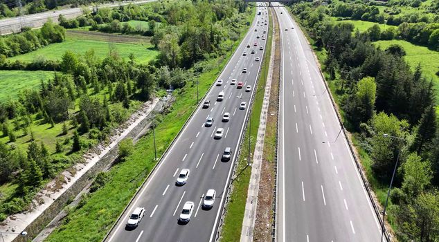 Traffic is heavy on the Anatolian Highway's Bolu passage.