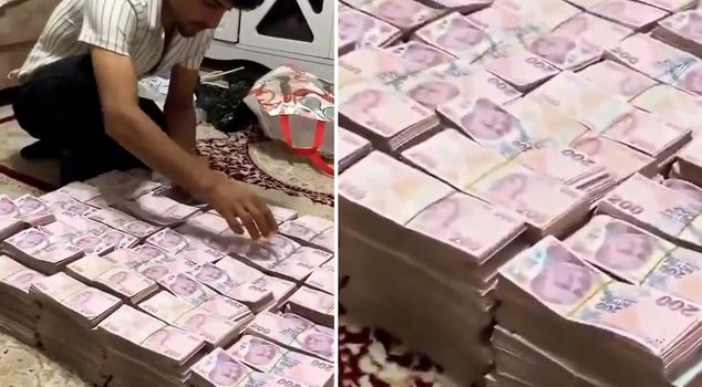 He lined up stacks of money on the carpet and filmed a video.