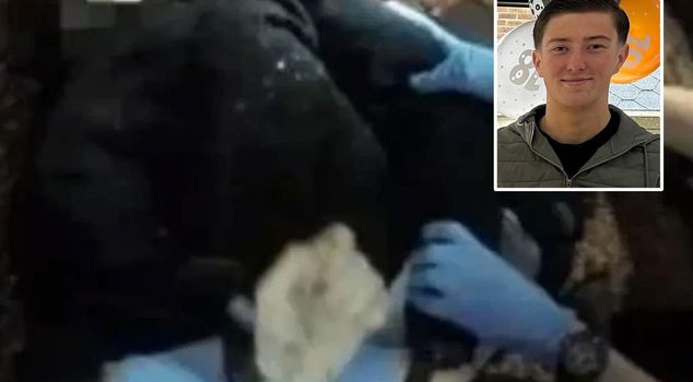 Footage emerges of police handcuffing a young man seriously stabbed in England.