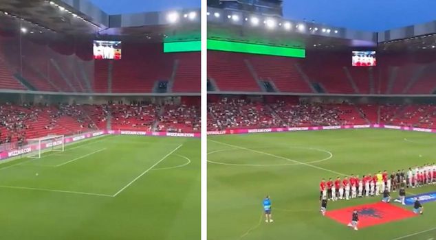 Albanian fans booed the Israeli national anthem