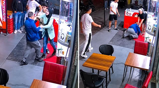 He brandished a knife at a female shopkeeper, crashed into an ice cream freezer, and fell to the ground.