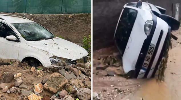 After the effective rainfall in Niğde, 3 vehicles were swept away by floodwaters, 1 person died.