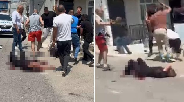 محاولة إعدام خارج نطاق القانون لرجل طعن زوجته حتى الموت في وسط الشارع