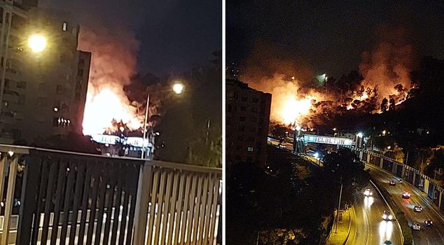 A frightening fire in a grassy area in Izmir