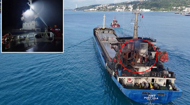 Turkish ship hit by drone attack in Ukraine passes through the Bosphorus