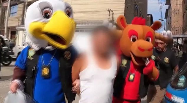 He thought it was the World Cup mascot, but found the police instead.