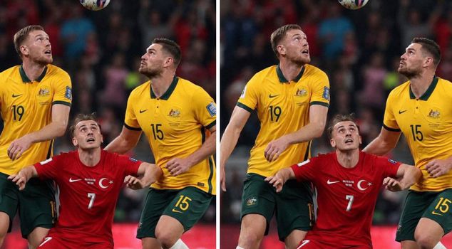 The height difference between Kerem Aktürkoğlu and the Australian defense became a talking point.