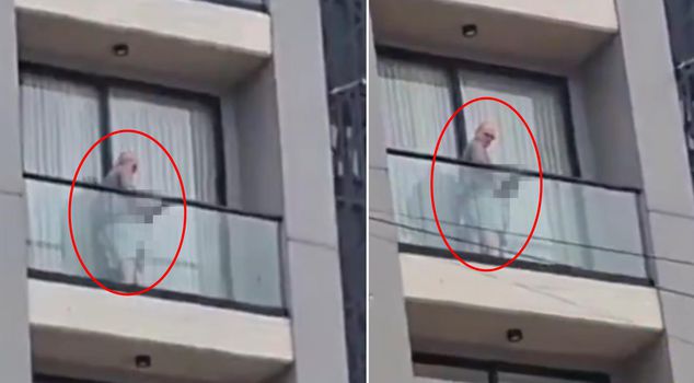 مشهد مثير للغضب على الشرفة! صرخوا عند رؤية الطفل