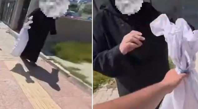 Heartbreaking scene in Mersin: He tried to put a cat in a sack and throw it away