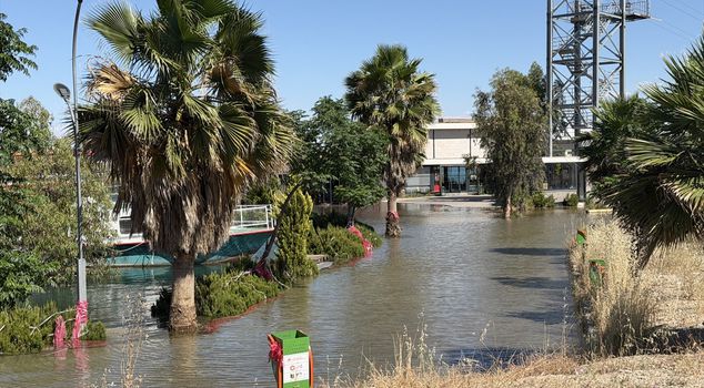 Ataturk Dam filled: Cafes and restaurants in Kahta submerged under water.