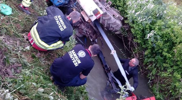 Driver dies after tractor overturns into stream in Samsun