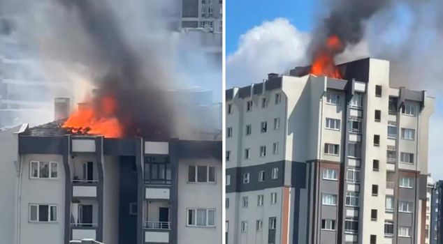 В результате пожара на крыше здания на территории комплекса в Кючюкчекмедже 12 человек были госпитализированы.