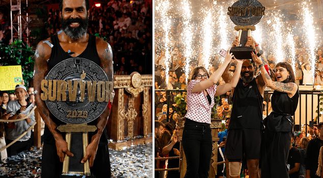 Nobre, the Survivor champion, slept with his trophy.