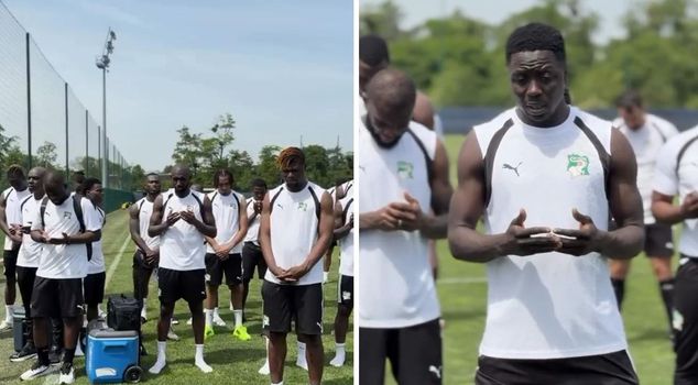Striking image at the World Cup! They prayed during training.