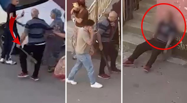 Моменты, когда владелец дома в Картале, поссорившийся с арендатором, был ранен ножом, были засняты на видео.