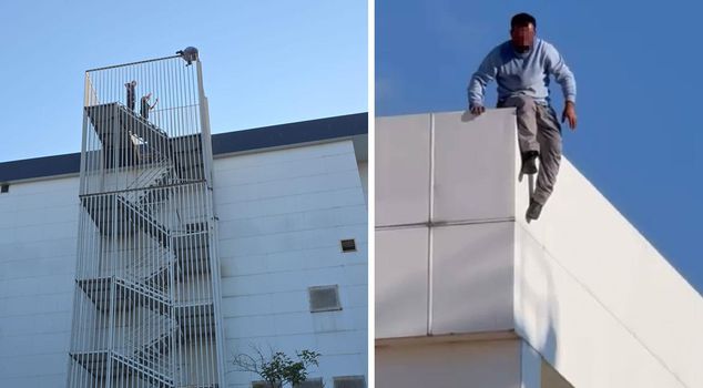 A new begging method has emerged: traveling city to city, climbing onto shopping mall roofs.
