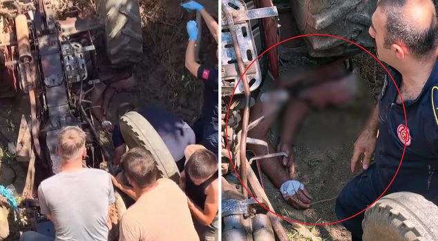 أنقذت فرق الإطفاء الجد الذي كان عالقًا مع حفيديه تحت الجرار