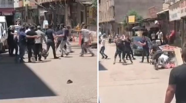 مشاجرة بالحجارة والعصي في شانلي أورفا أمام الكاميرا