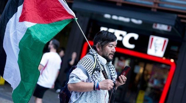 They paraded waving flags in the middle of the USA! The Palestine support at the World Cup continues.