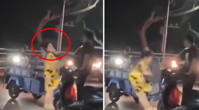 He knocked the woman unconscious by kicking her.