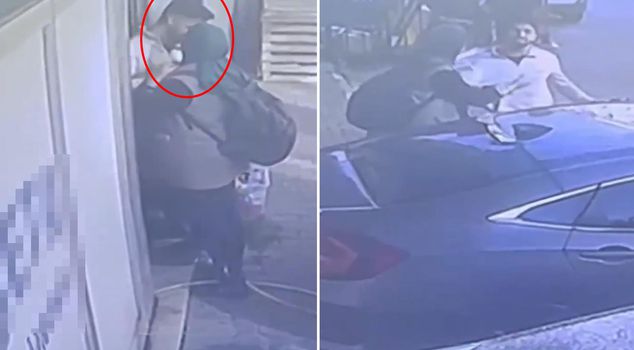 New footage of the harassing woman! The laundry worker she tried to kiss drove her away by spraying water.