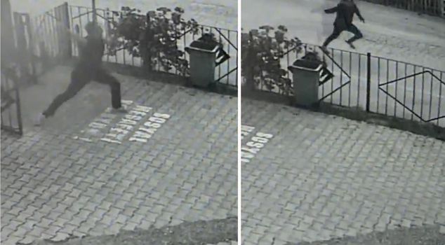 He responded to the attacker who shot him in the foot by throwing a stone.