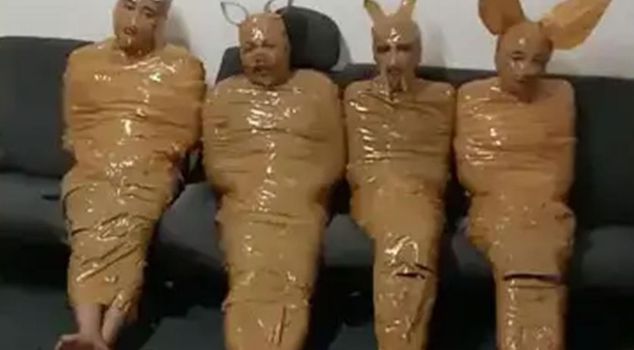 Neighborhood's unusual trap for thieves: Caught and taped to look like Teletubbies