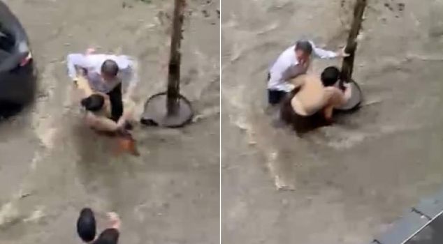 Chaotic scenes in Beşiktaş as torrential rain causes chaos