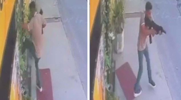 He randomly opened fire with a pump-action shotgun in front of the entertainment venue where his lover works.