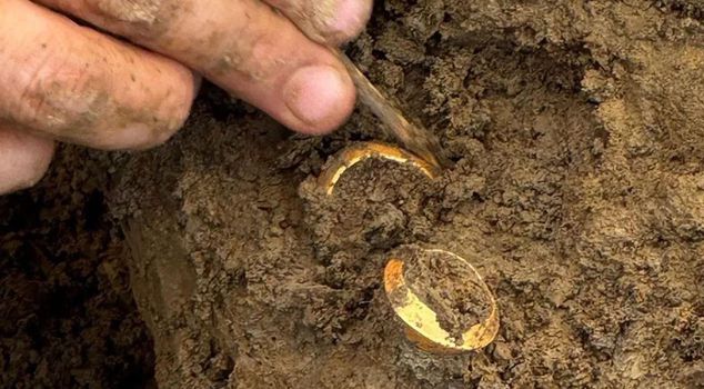 Gold rings dating back 2,000 years were found in a rice field.