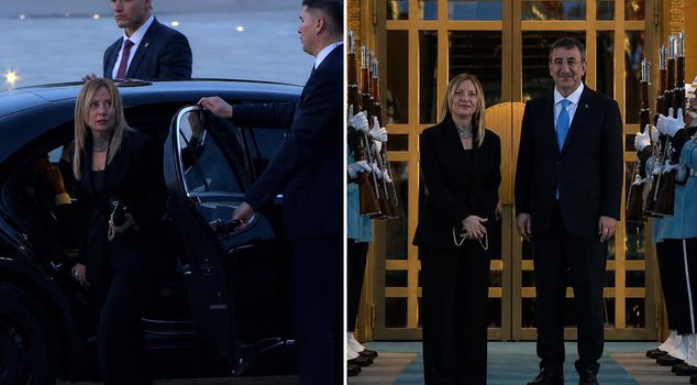 Meloni was the last leader to arrive at the evening dinner at the Presidential Complex.