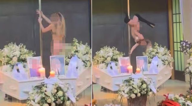 We saw this at the funeral too! She did a semi-naked pole dance.