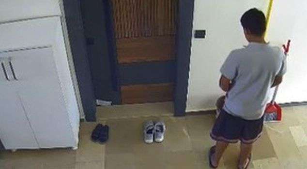 A person in Elazığ urinated into a trash can inside a building.