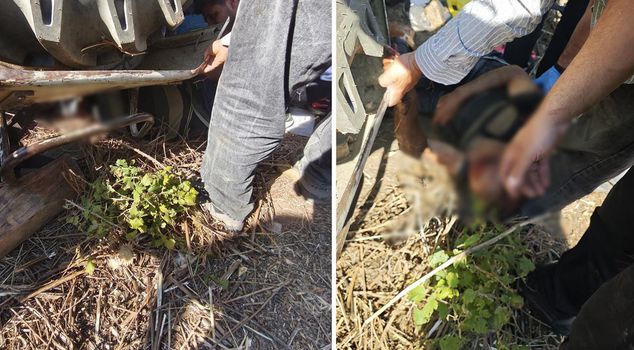 تم إنقاذ الشخص الذي كان تحت الجرار بفضل عمل الفرق.