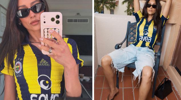 World-famous actress Shay Mitchell dazzled with her poses in a Fenerbahçe jersey