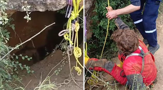 The corpse found in the cave could not be removed due to dense methane gas.
