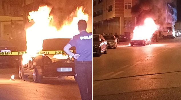 The moving car suddenly turned into a ball of fire.