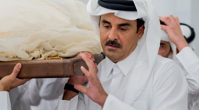 Former Emir of Qatar Sheikh Hamad bin Khalifa Al Thani was laid to rest, his son carried the coffin.