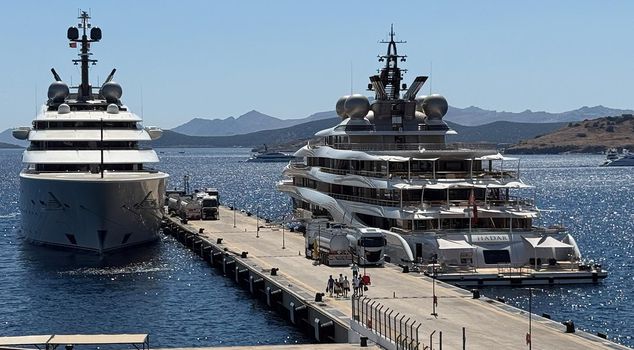 Two luxury yachts anchored in Bodrum took on a total of 615 tons of fuel.