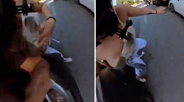 A worker shuttle hit a motorcyclist.