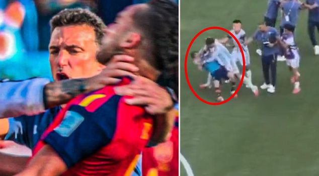 Argentine Paredes attacked anyone in his way and knocked them down as soon as the match ended.