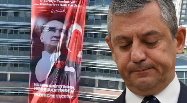 The striking poster at the CHP headquarters