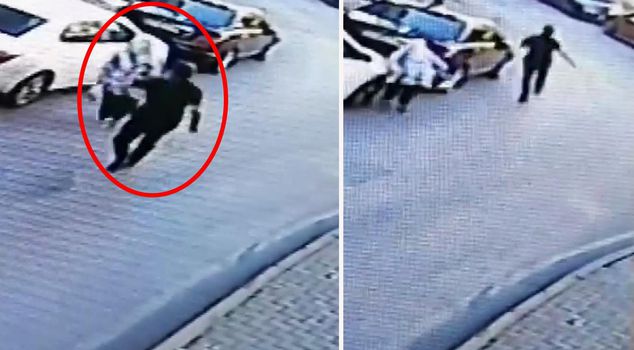 A man hit a woman walking on the street in Istanbul on the back of the neck and fled.