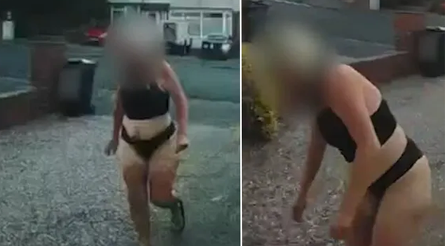 He stole the milk from the doorstep while half-naked! He was caught on camera.