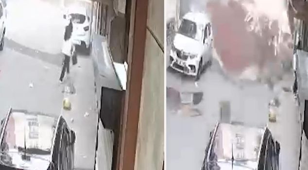 Children playing on the street in Esenler narrowly escaped being trapped under a flying roof at the last moment.