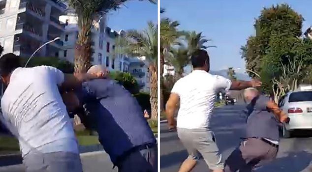New footage of the traffic fight where the old man fell to the ground has emerged.