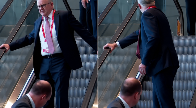 Australian Prime Minister Albanese narrowly avoided falling on an escalator