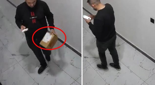 He broke the cargo by looking at the camera.